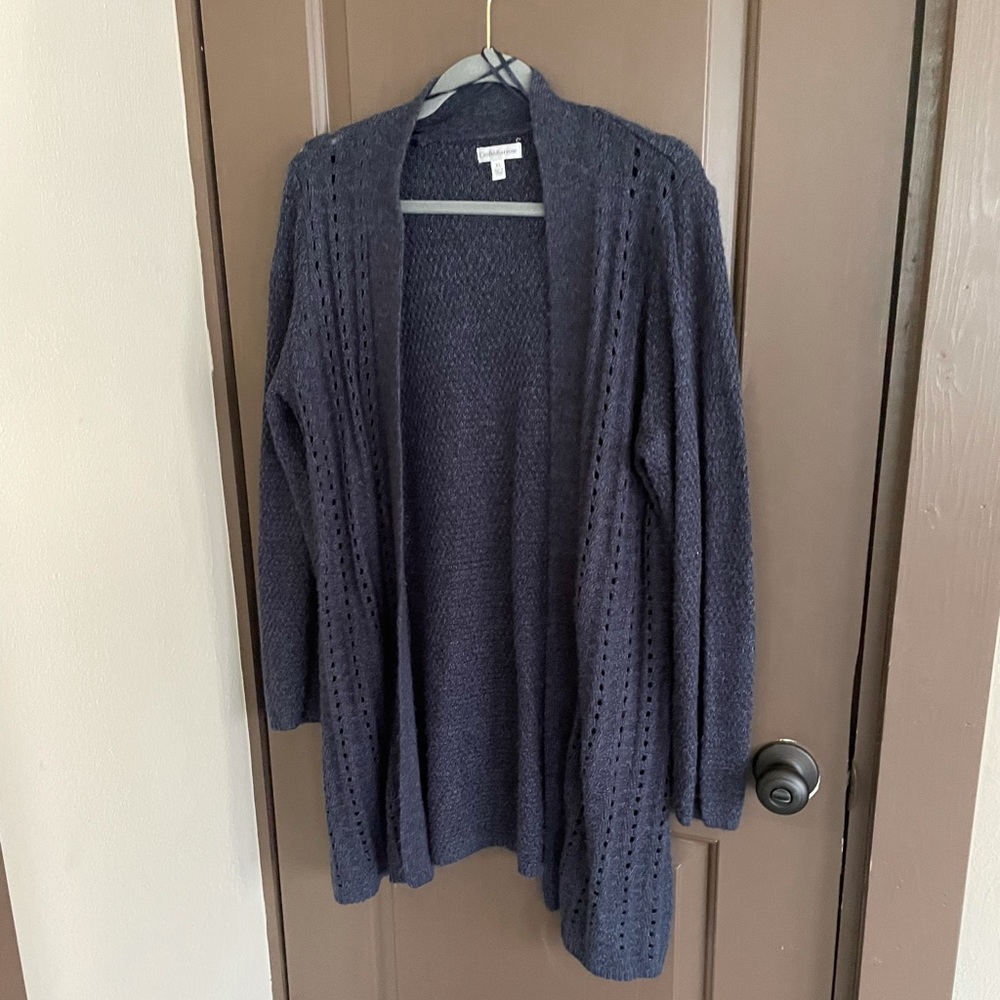 Croft & Barrow Blue Crochet Long Cardigan XL - Picture 4 of 16